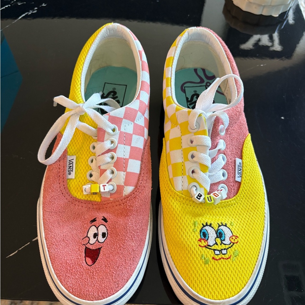 Vans Kids Pink and Yellow Cartoon Sneakers